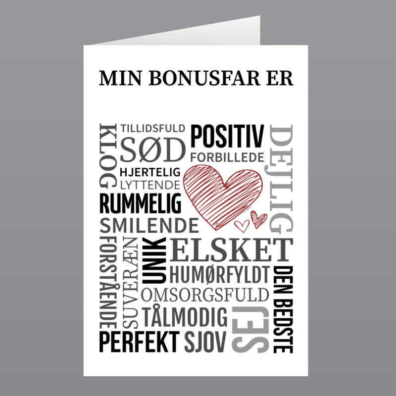Sjove - grove og kærlige fødselsdagskort: "Min bonusfar er...."