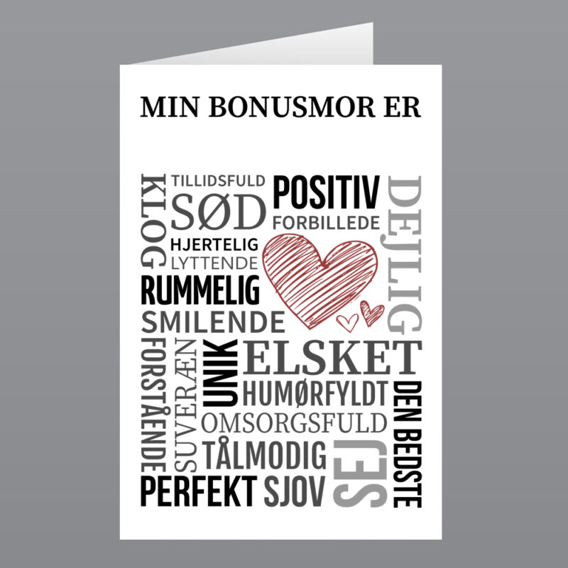 Sjove - grove og kærlige fødselsdagskort: "Min bonusmor er...."