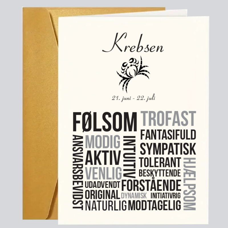 Sjove - grove og kærlige fødselsdagskort: "Stjernetegn tekstcollage - Krebsen"