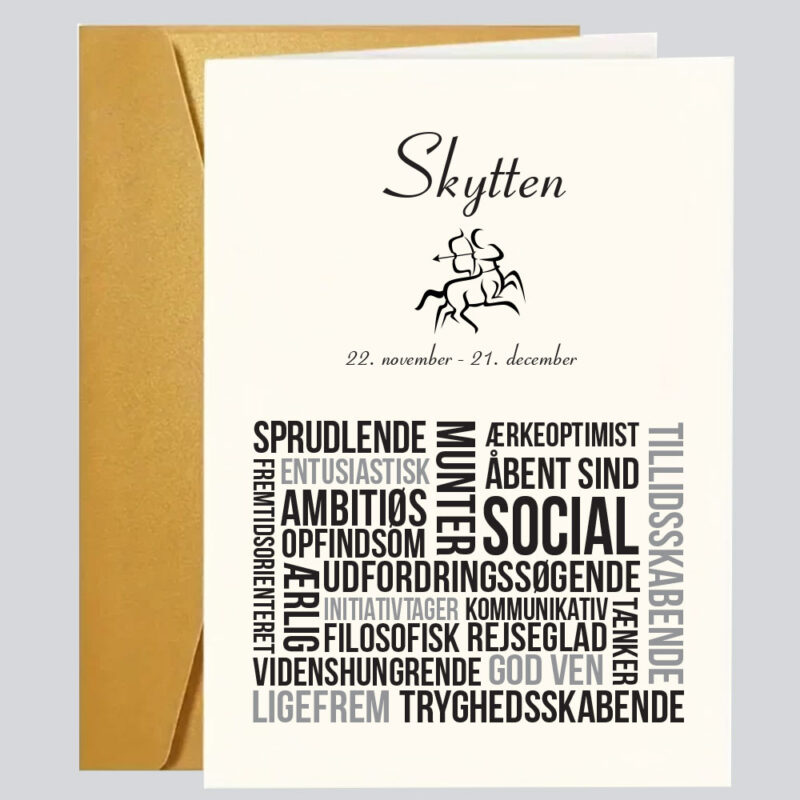 Sjove - grove og kærlige fødselsdagskort: "Stjernetegn tekstcollage - Skytten"