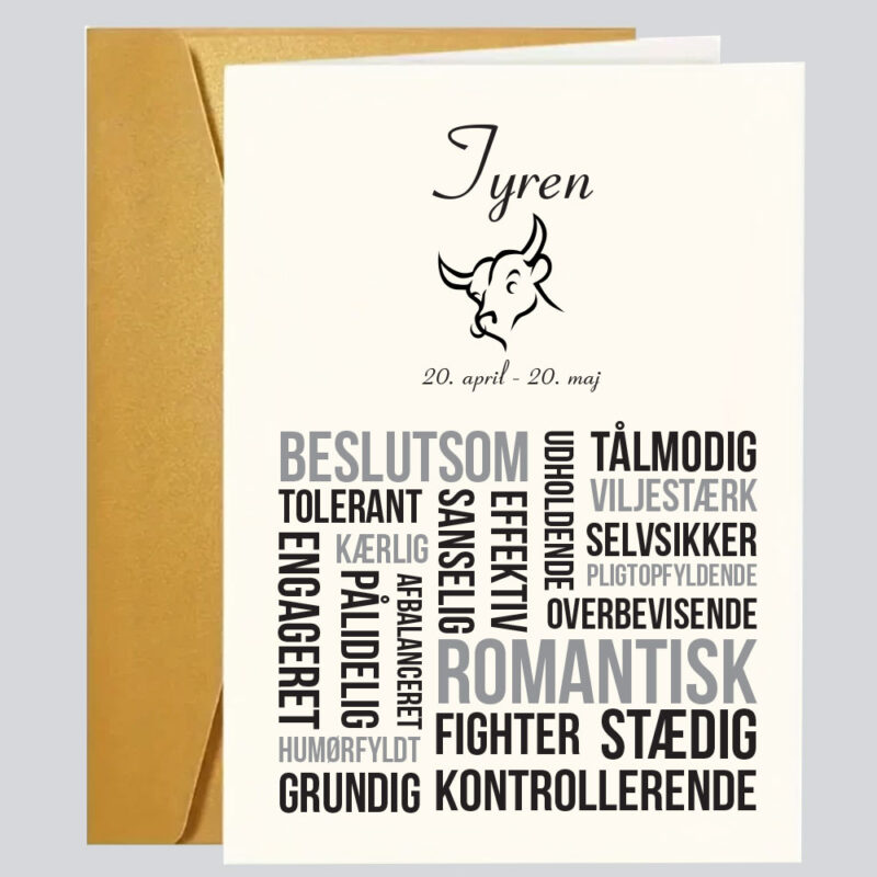 Sjove - grove og kærlige fødselsdagskort: "Stjernetegn tekstcollage - Tyren"