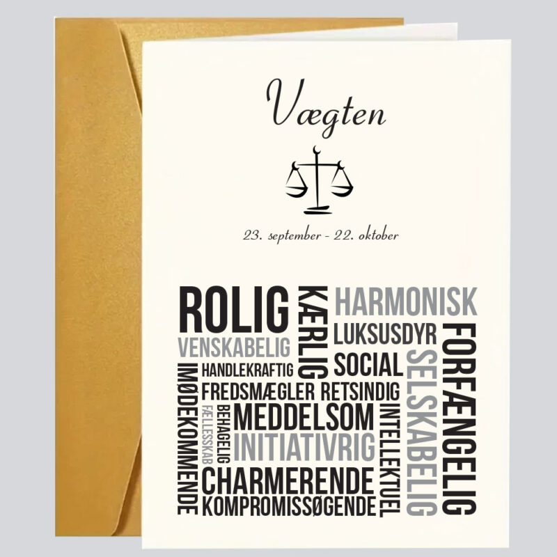 Sjove - grove og kærlige fødselsdagskort: "Stjernetegn tekstcollage - Vægten"