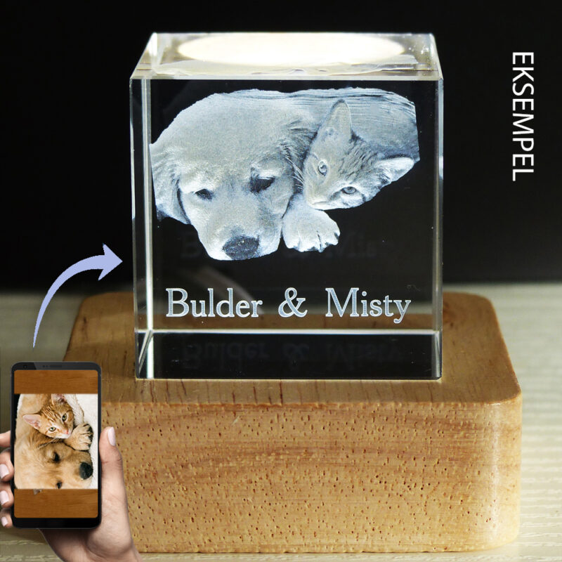 3D Laserfoto i krystalglas: Glas blok 4 x 4 x 4 cm