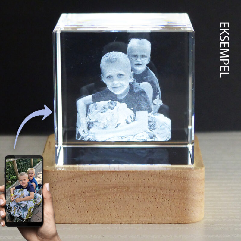 3D Laserfoto i krystalglas: Glas blok 6 x 6 x 6 cm