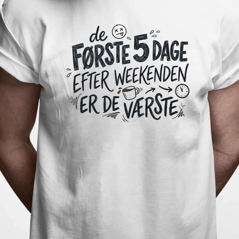 T-shirt: De 5 første dage efter weekenden er de værste