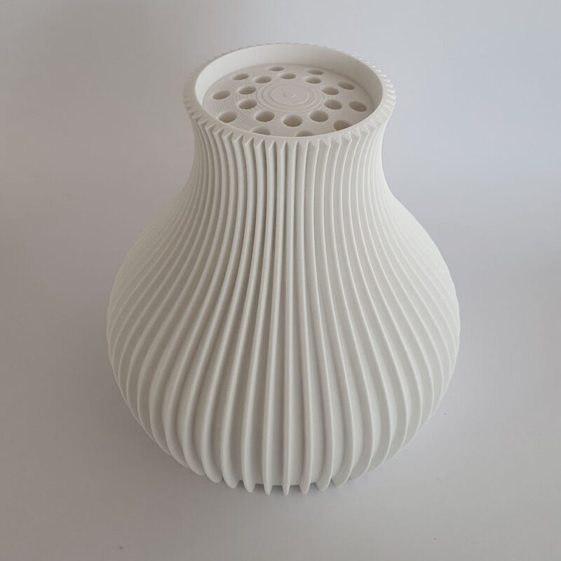 3D print: Linje vase - 17 cm høj - Hvid - til bla. Lego blomster, tørrede blomster